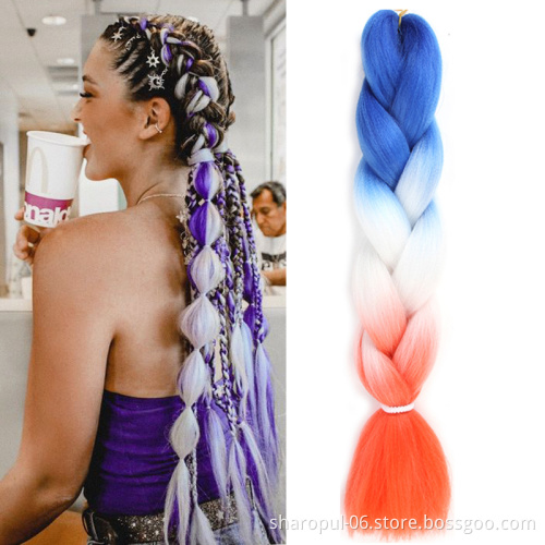 Sharopul Ombre Color Jumbo Braiding Hair extension synthetic accessories wicks knots free Crochet Braid Hair